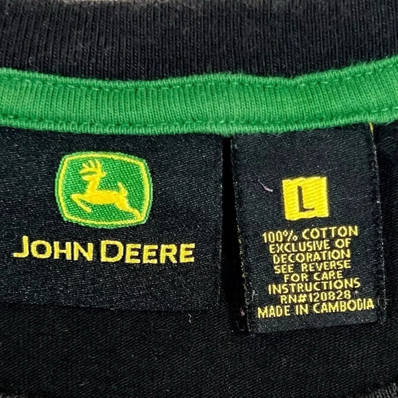 JOHN DEERE Men’s Long Sleeve Logo Embroidered Black Tee Shirt Farm Tractor Large - Picture 4 of 9